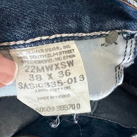 Vintage Wrangler Jeans 38x36 USA Made Dark Wash High Rise Classic Fit Deni - Picture 2 of 5